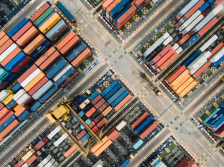 Aerial view of containers