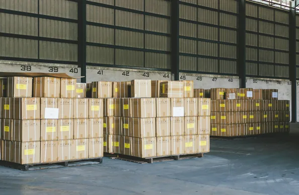 Boxes in warehouse storage