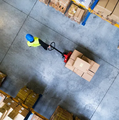 Overhead view of warehouse