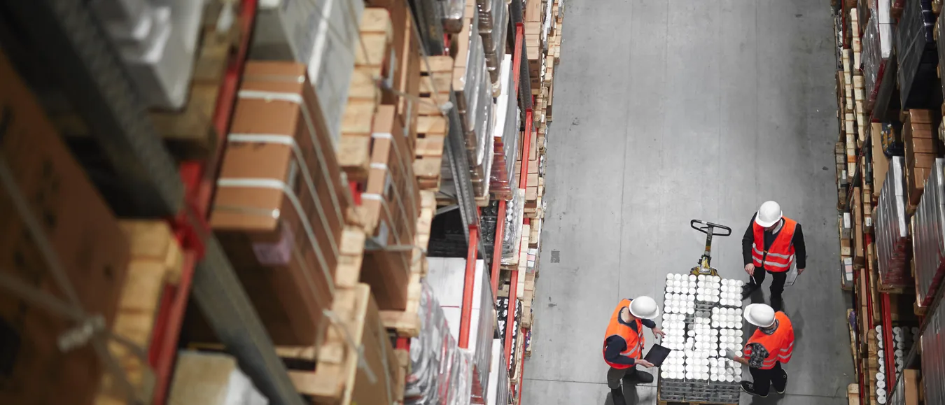 Warehouse shelves from above